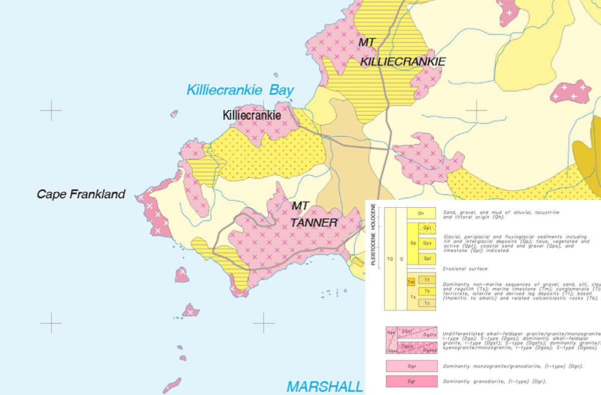 geological map detail of Allports Beach area